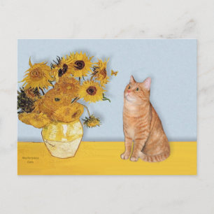 Carte Postale Tournesols - Chat tigré orange 46