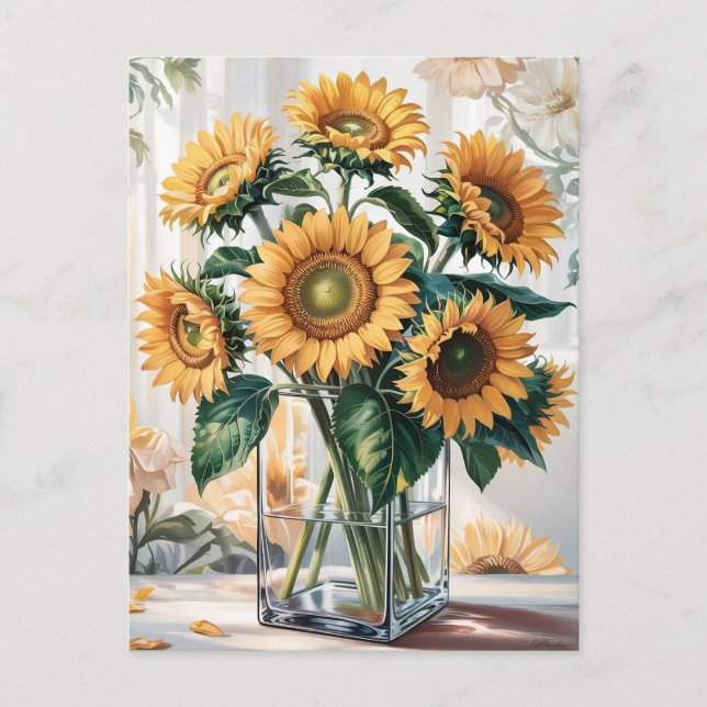 Carte Postale Tournesols dans un vase (Devant)