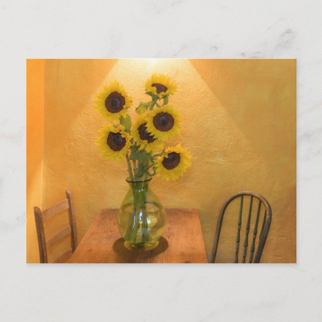 Carte Postale Tournesols dans un vase sur la table 2 (Devant)