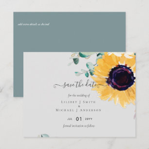 Carte Postale Tournesols d'été Eucalyptus Verdure Mariage