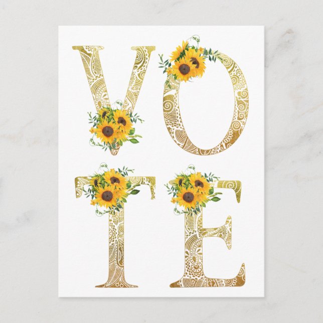 Carte Postale Tournesols Dorés Votez (Devant)
