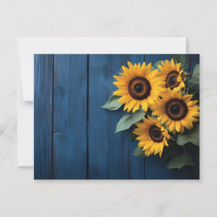 Carte Postale Tournesols en bois bleu marine