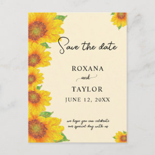 Carte Postale Tournesols Enregistrer la Date Fleurie Mariage