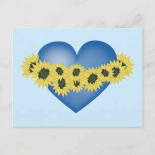 Carte Postale Tournesols et cœur. Soutenez l'Ukraine