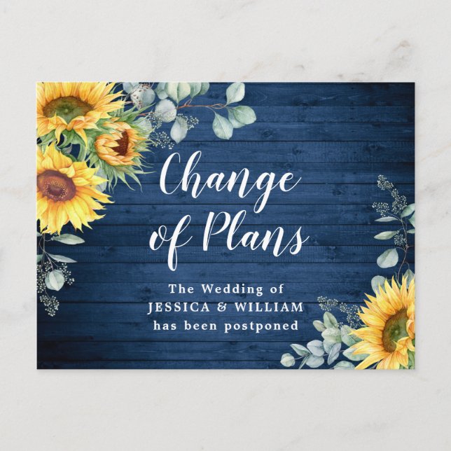 Carte Postale Tournesols Eucalyptus Chic Mariage Changement de p (Devant)