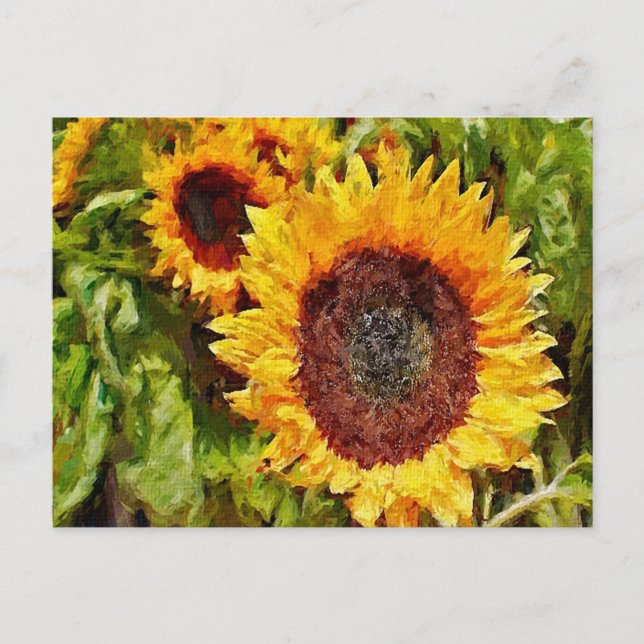 Carte Postale Tournesols Jaunes Peints (Devant)
