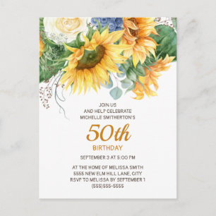 Carte Postale Tournesols personnalisés Eucalyptus 50e Anniversai
