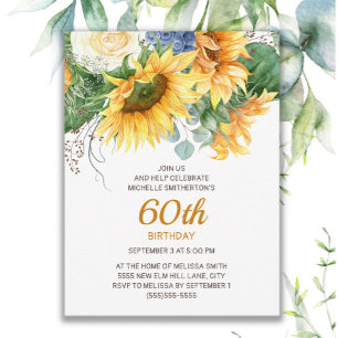 Carte Postale Tournesols personnalisés Eucalyptus 60e Anniversai