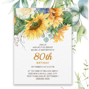 Carte Postale Tournesols personnalisés Eucalyptus 90e anniversai