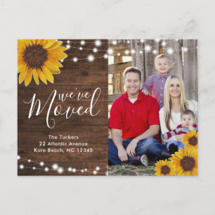 Carte Postale Tournesols Photo rustique Moving Faire-part