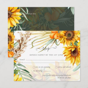 Carte Postale Tournesols Rustiques Pampas Mariage en herbe