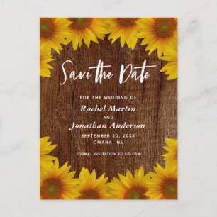 Carte Postale Tournesols rustiques   "Save the date" pour mariag