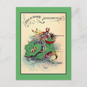 Carte Postale Tournoi de chevaliers médiévaux vintages Bruges