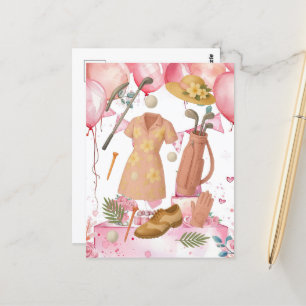 Carte Postale Tournoi de golf Lady Woman sur le thème hawaïen