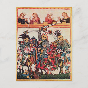 CARTE POSTALE TOURNOI MÉDIÉVAL, COMBATTRE DES CHEVALIERS ET DES 