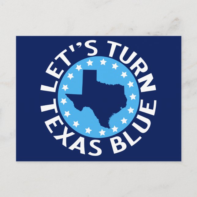 Carte Postale Tournons le Texas Blue Vote Democrat Political (Devant)