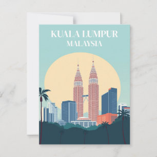 Carte Postale Tours de Kuala Lumpur Malaisie Retro Petronas