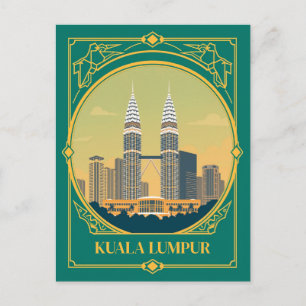 Carte Postale Tours jumelles Petronas Art déco de Kuala Lumpur V