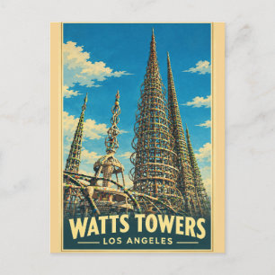 Carte Postale Tours Watts Los Angeles Voyage Vintage Californie