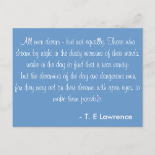 Carte Postale Tous les hommes rêvent T. E Lawrence
