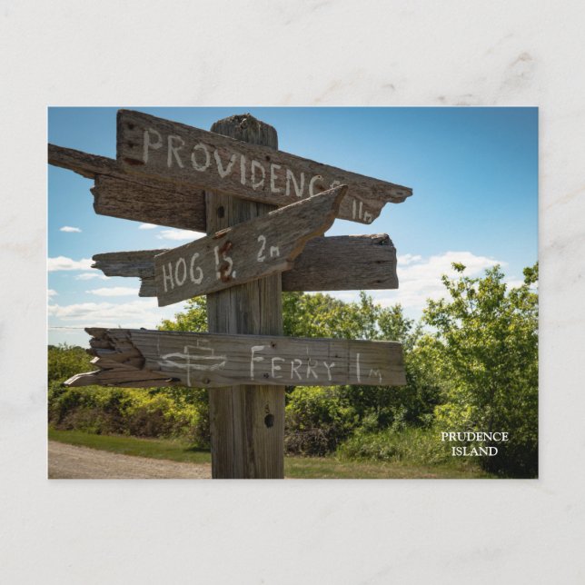 Carte Postale Tous les signes pointent vers Prudence Island POST (Devant)