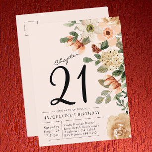 Carte Postale Tout âge Floral Aquarelle Anniversaire Invitation