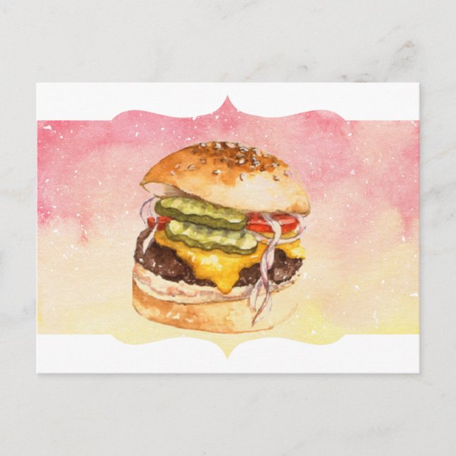 Carte postale Tout Burger Watercolor (Devant)