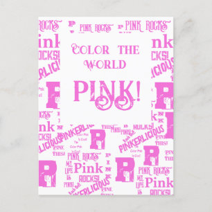 CARTE POSTALE TOUT EN ROSE 