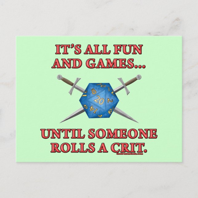 Carte Postale Tout est amusant et jeux jusqu'à ce que quelqu'un  (Devant)