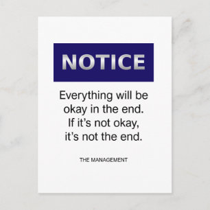 Carte Postale Tout ira bien, avis drôle