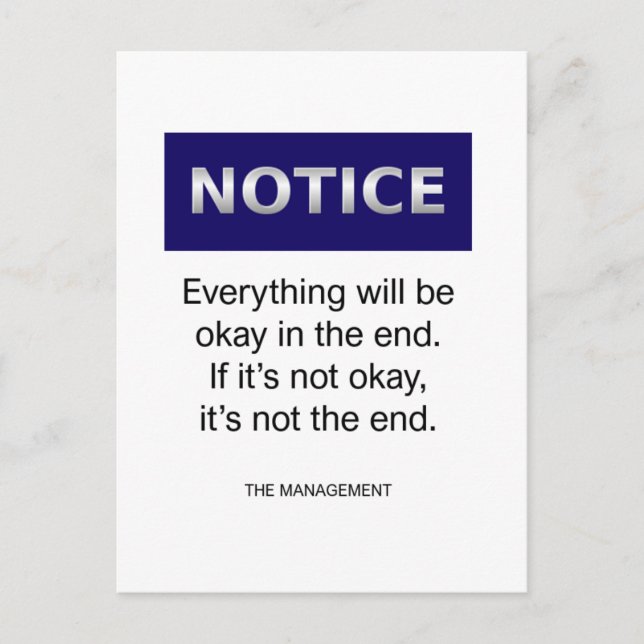 Carte Postale Tout ira bien, avis drôle (Devant)