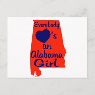 Carte Postale Tout le monde aime une fille de l'Alabama Orange e
