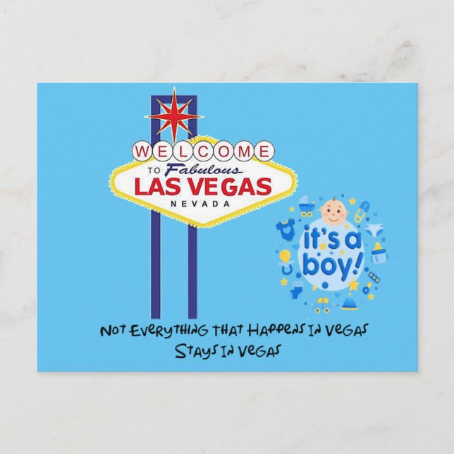 Carte Postale Tout Ne Reste Pas À Vegas C'est Un Garçon (Devant)