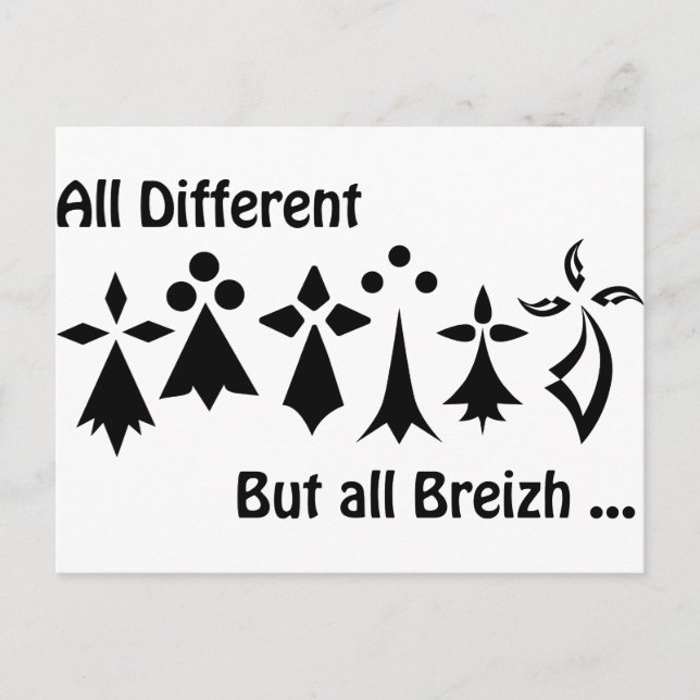 Carte Postale Toutes différentes mais toutes Breizh Bretagne (Devant)