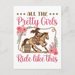Carte Postale Toutes les jolies filles de Barrel Racing chevauch
