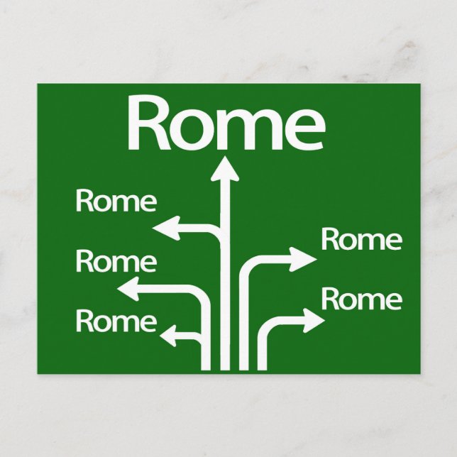 Carte Postale Toutes les routes mènent à Rome (Devant)