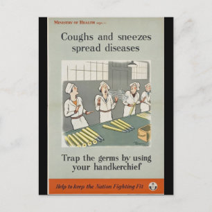 Carte Postale Toux et éternuements Maladies propageantes