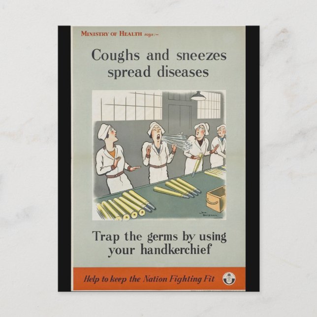 Carte Postale Toux et éternuements Maladies propageantes (Devant)