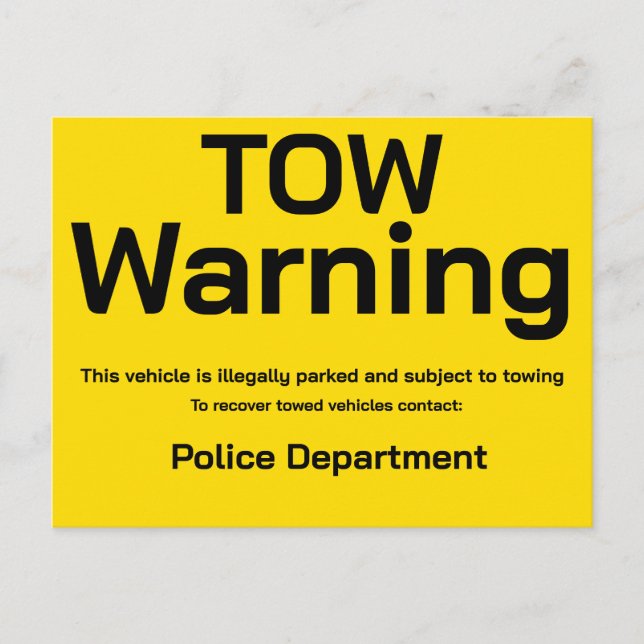 Carte Postale Tow warning (Devant)