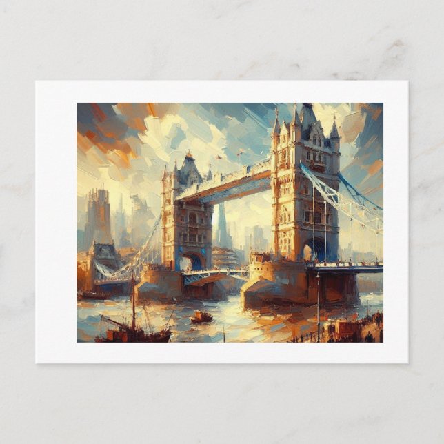 Carte Postale Tower Bridge avec London City, (Devant)