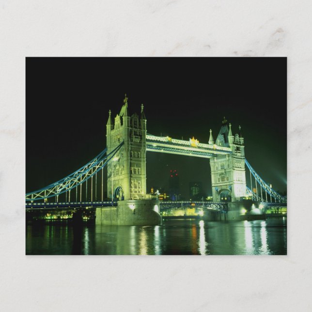 Carte Postale Tower Bridge illuminé le soir, Londres, E (Devant)