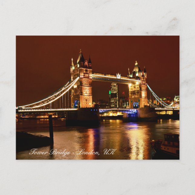 Carte Postale Tower Bridge, Londres à la nuit, Angleterre / amou (Devant)