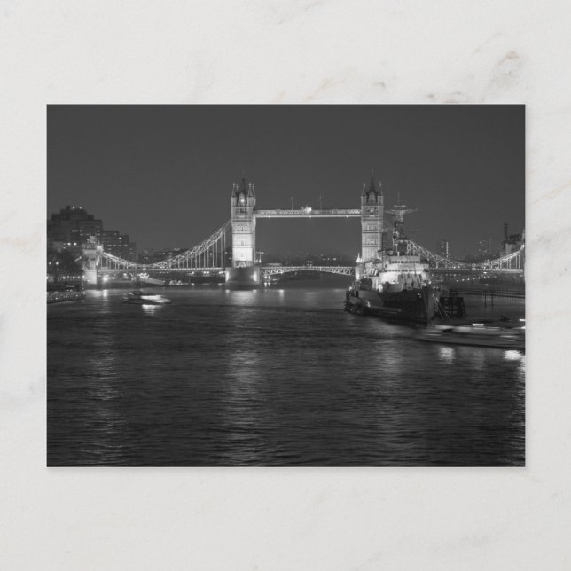 Carte Postale Tower Bridge Londres, noir et blanc (Devant)
