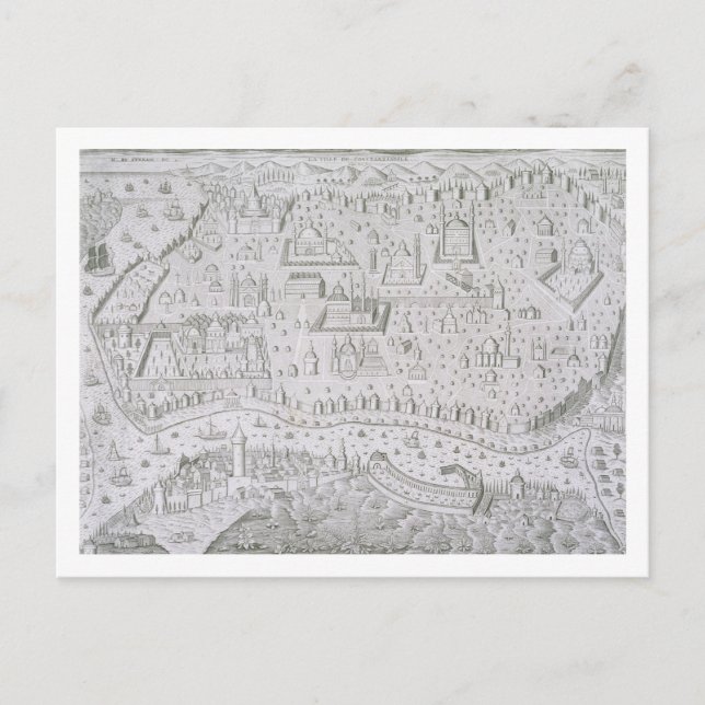 Carte Postale Town map of Constantinople, Turkey, c.1650 (engrav (Devant)