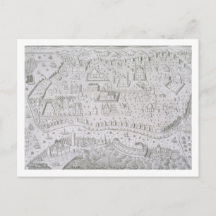 Carte Postale Town map of Constantinople, Turkey, c.1650 (engrav