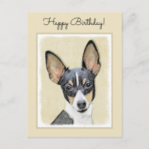 Carte Postale Toy Fox Terrier Peinture - Cute Original Chien Art