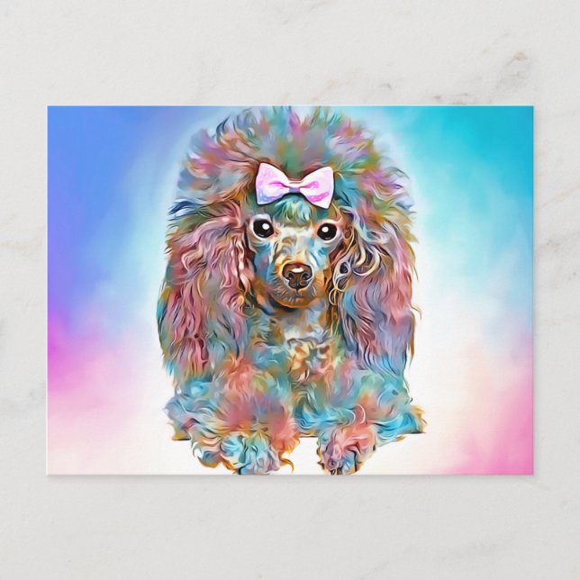 Carte Postale Toy Poodle - huiles pastel (Devant)