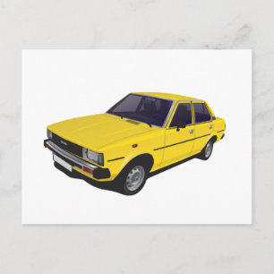 Carte Postale Toyota Corolla DX KE70 jaune 4 portes
