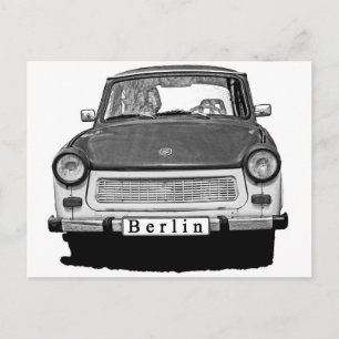 Carte Postale Trabant Car Avant, Noir et Blanc, Berlin