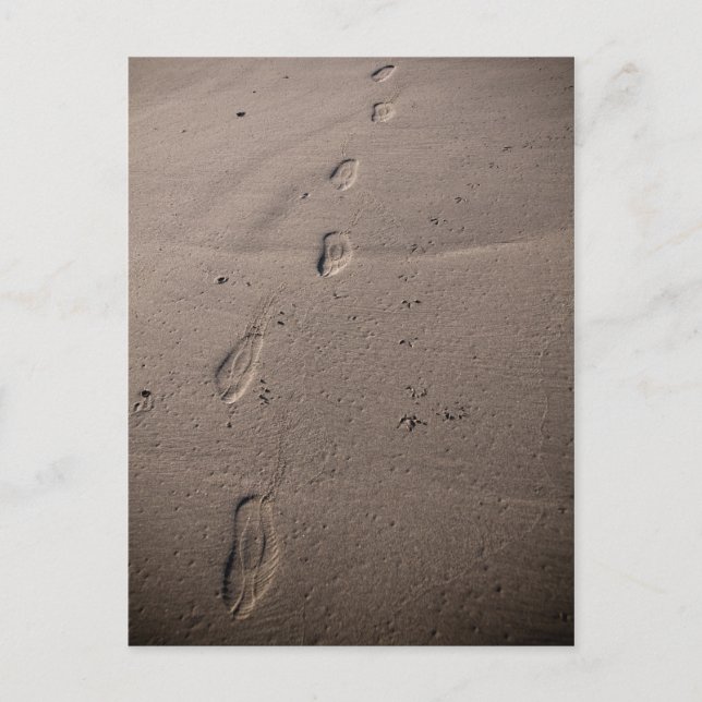 Carte Postale Traces dans le sable - empreintes de plage (Devant)